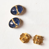 Orecchini vintage in oro 18K con zaffiri blu, anni ‘70