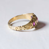 Vintage 18K gold ring with rubies and diamonds, 1950s