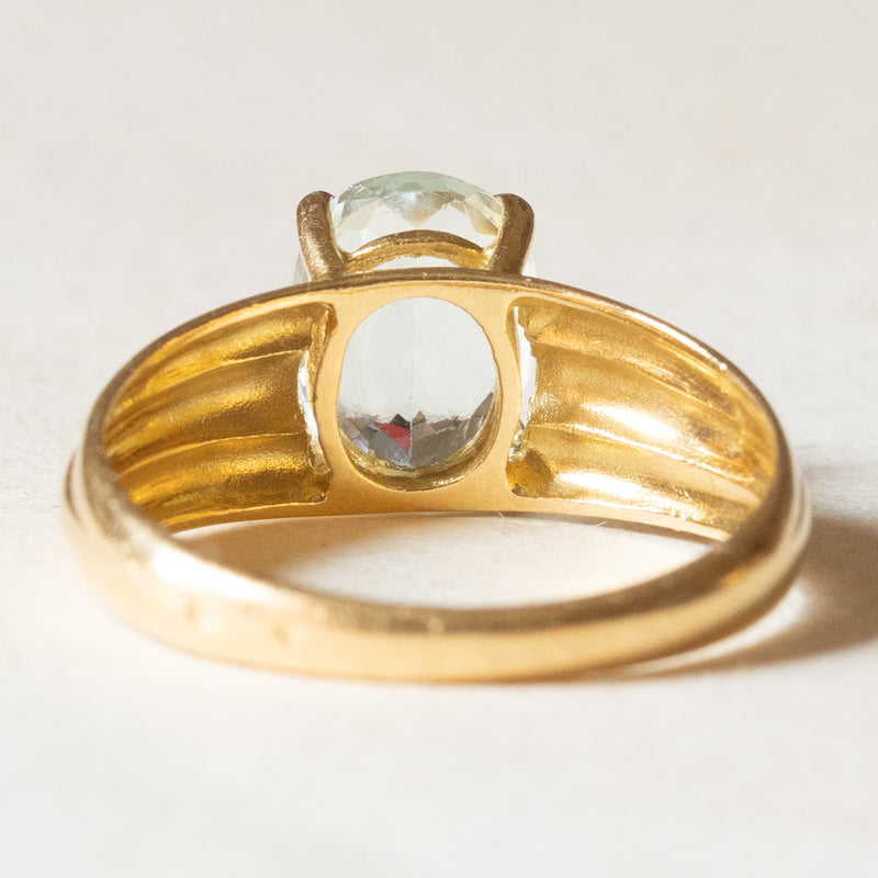 Anello vintage in oro giallo 18K con acquamarina (1.80ct ca.), anni ‘50/‘60