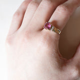 Vintage 9K Gold Pink Topaz Ring, 70s/80s