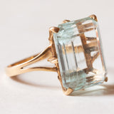 Vintage 18 Karat Gelbgold Aquamarin (ca. 10 Karat) Cocktailring, 50er/60er Jahre