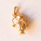 Ciondolo vintage a forma di caffettiera in oro 18K