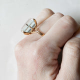 Vintage 18 Karat Gelbgold Aquamarin (ca. 10 Karat) Cocktailring, 50er/60er Jahre