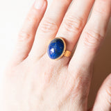 Bague vintage lapis-lazuli en or jaune 18 carats, 70