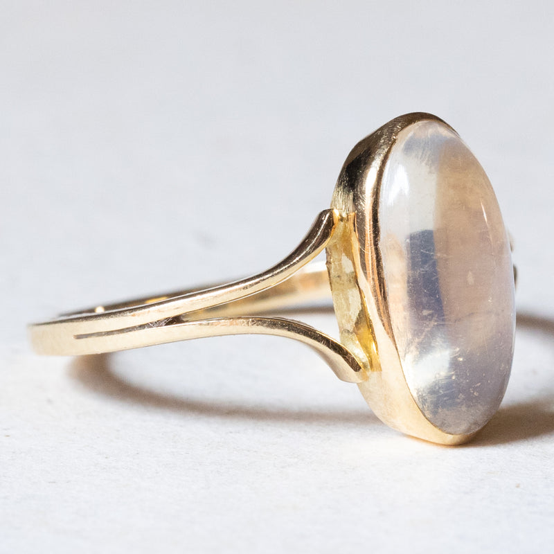 Anello vintage in oro 18K con pietra di luna, anni '60 – Antichità Galliera