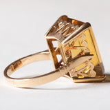 Anello vintage da cocktail in oro 18K con quarzo citrino (15ct ca.), anni ‘60