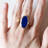 Anello vintage da sigillo in oro 14K con lapislazzuli, anni ‘50/‘60