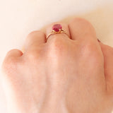 Vintage Solitärring in 18K Gelbgold mit synthetischem Rubin (ca. 2ct), 50er/60er Jahre