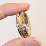 Винтажные серьги-кольца из желтого и белого золота 9 карат с полыми трубками, 70-е гг.