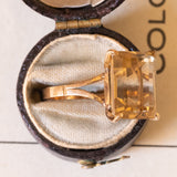 Anello vintage da cocktail in oro 18K con quarzo citrino, anni ‘50/‘60