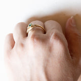 Trilogy vintage in oro 18K con smeraldo e diamanti (0.10ctw ca.), anni ‘70