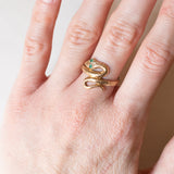 Antique 18K Yellow Gold Emerald Snake Ring, 10s