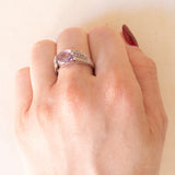 Vintage Ring aus 18 Karat Weißgold mit Amethyst, rosa Saphir und Diamant, 80er Jahre