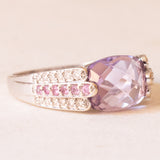 Vintage Ring aus 18 Karat Weißgold mit Amethyst, rosa Saphir und Diamant, 80er Jahre