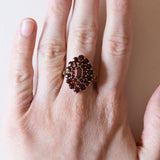Los mit Vintage-Ring aus 10-karätigem Gold mit Granaten und Anhänger aus 8-karätigem Gold mit Granaten und Perle, 60er/70er Jahre