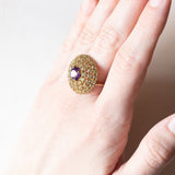 Vintage 8K Gold Patch Ring mit Amethyst (ca. 1.10 ct) und Peridots (ca. 1.50 ctw), 70er Jahre