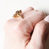Vintage 18 Karat Gelbgold-Granat-Gänseblümchen-Ring, 60er Jahre