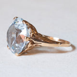 Anello vintage da cocktail in oro 18K con spinello azzurro, anni ‘60/‘70