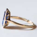Synthetischer Saphir- und Diamantring im Vintage-Art-Deco-Stil aus 18 Karat Gold, 50er Jahre
