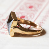 🥀 Anello vintage in oro 18K con granato, anni ‘40/‘50