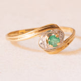 Vintage Ring aus 18 Karat Gelbgold und Weißgold mit Smaragd, 60er/70er Jahre