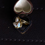 Vintage 18K Goldring mit Opalen (ca.2ctw) und Diamanten (ca.0.06ctw), 70er