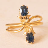 Anello vintage in oro giallo 18K con zaffiri (0.90ctw ca.), anni ‘70