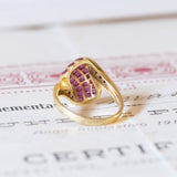 Vintage 18K gold ring with rubies (approx. 1.50ctw) and diamonds (approx.0.20ctw), 70s