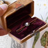 Broche ancienne en or 14 carats avec perle et marcassites, début des années 1900