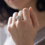 Vintage 14K white gold daisy ring with diamonds (approx. 2ctw), 50s / 60s