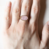 💫 Anello vintage in oro 8K con quarzo rosa, anni ‘70