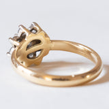 Винтажное кольцо из 18-каратного золота с ромашкой и бриллиантами (приблизительно 0.40 карата), 60-е годы