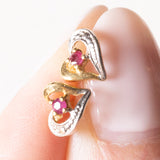 Vintage Ohrringe aus 18 Karat Gelbgold und Weißgold mit Rubinen, 60er/70er Jahre