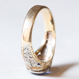 Anello vintage in oro 9K con zaffiro sintetico, anni ‘60/‘70