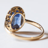 Винтажное кольцо в стиле ар-деко с синтетическим сапфиром и бриллиантом из 18-каратного золота, 50-е годы