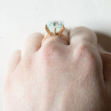 Vintage 18 Karat Gelbgold Aquamarin (ca. 10 Karat) Cocktailring, 50er/60er Jahre