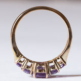 Винтажное золотое кольцо 8К с аметистами, 70-е/80-е годы