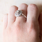 Vintage Daisy Ring aus 18 Karat Weißgold & Platindiamant (ca. 0.86 Karat), 60er