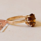 Solitaire ring in 18K gold with citrine quartz, 1960s