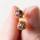 Vintage Ohrringe aus 18 Karat Gold mit Rubinen, blauen Saphiren und grünen Saphiren, 70er Jahre