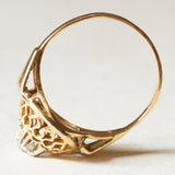 Vintage Diamantring aus 18 Karat Gelb- und Weißgold (Mitte ca. 0.10 Karat), 40er Jahre