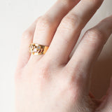 Vintage-Ring aus 18 Karat Gold mit weißer und fuchsiafarbener Glaspaste sowie rosa und orangefarbener Glaspaste, 70er/80er Jahre