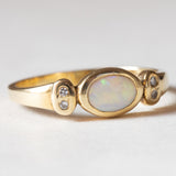 Anello vintage in oro 14K con opale e diamanti, anni ‘60/‘70