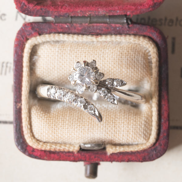 Anello vintage in oro bianco 18K con diamanti (0.29ctw ca.), anni ‘70