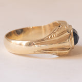 Anello vintage da uomo in oro 12K con pasta di vetro blu, anni ‘50