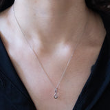 Vintage 9K Weißgold Halskette mit 9K Weißgold Anhänger mit Diamanten, 80er / 90er Jahre