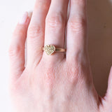 Herzförmiger Vintage Peridot Ring aus 9 Karat Gelbgold (ca. 0.28 Karat), 70er/80er Jahre