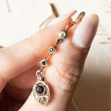 Antike Ohrringe aus 18 Karat Gelbgold und Silber mit Saphiren und Diamanten im Rosenschliff, Anfang des 900. Jahrhunderts