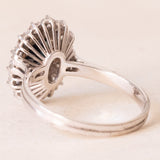 🌼Vintage Daisy Ring aus 14 Karat Weißgold mit Saphir (ca. 2.60 ct.) und Diamanten (ca. 0.45 ctw), 60er/70er Jahre