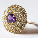 Vintage 8K Gold Patch Ring mit Amethyst (ca. 1.10 ct) und Peridots (ca. 1.50 ctw), 70er Jahre